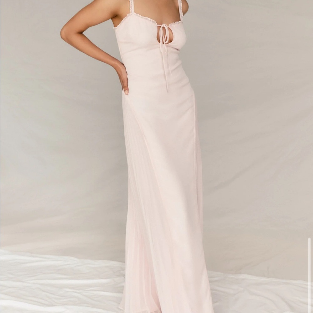 Meshki White Spaghetti Strap Gown for Weddings